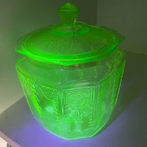 Uranium glass cookie jar